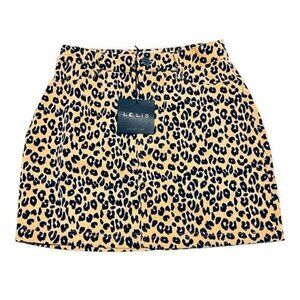 Leopard Animal AOP Corduroy Mini Skirt Size Small Y2K Coquette Baddie Vibes NEW